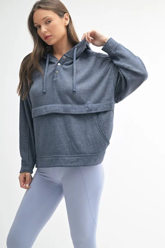 MONO B Drift Burnout Fleece Snap Hoodie