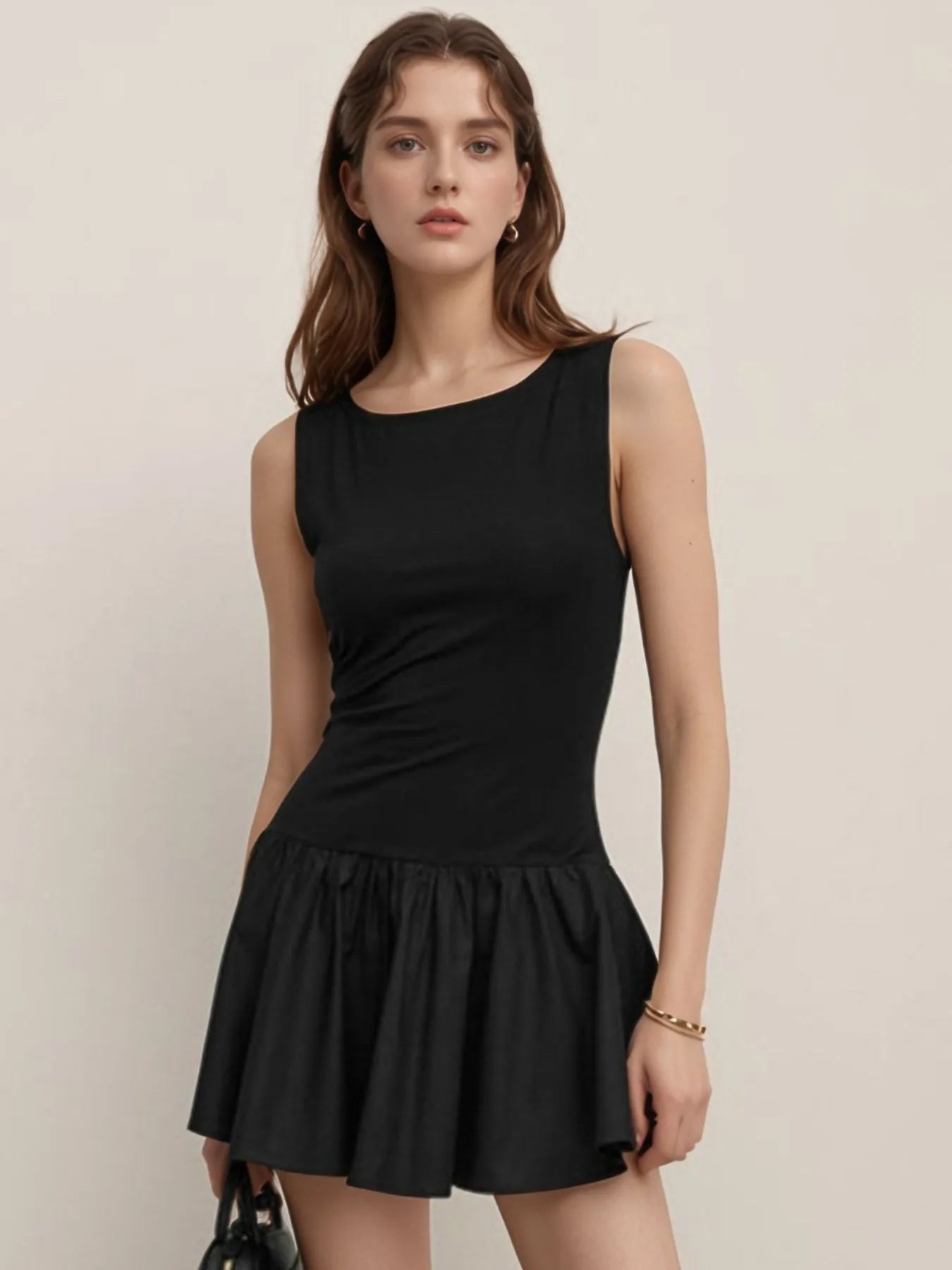 Sleeveless Ruched Mini Tank Dress