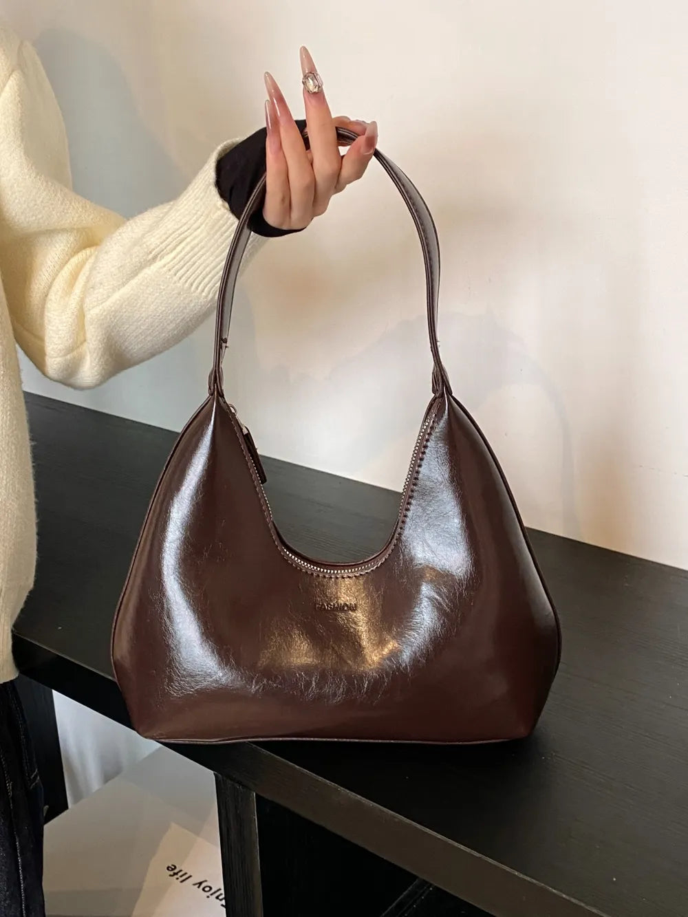 PU Leather Moon Shape Shoulder Bag