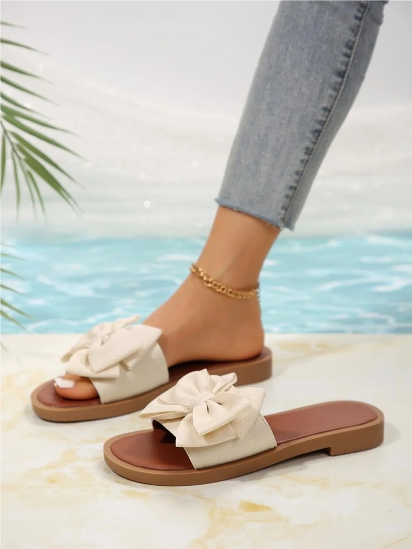 Bow-Tie Open Toe Flats Sandals